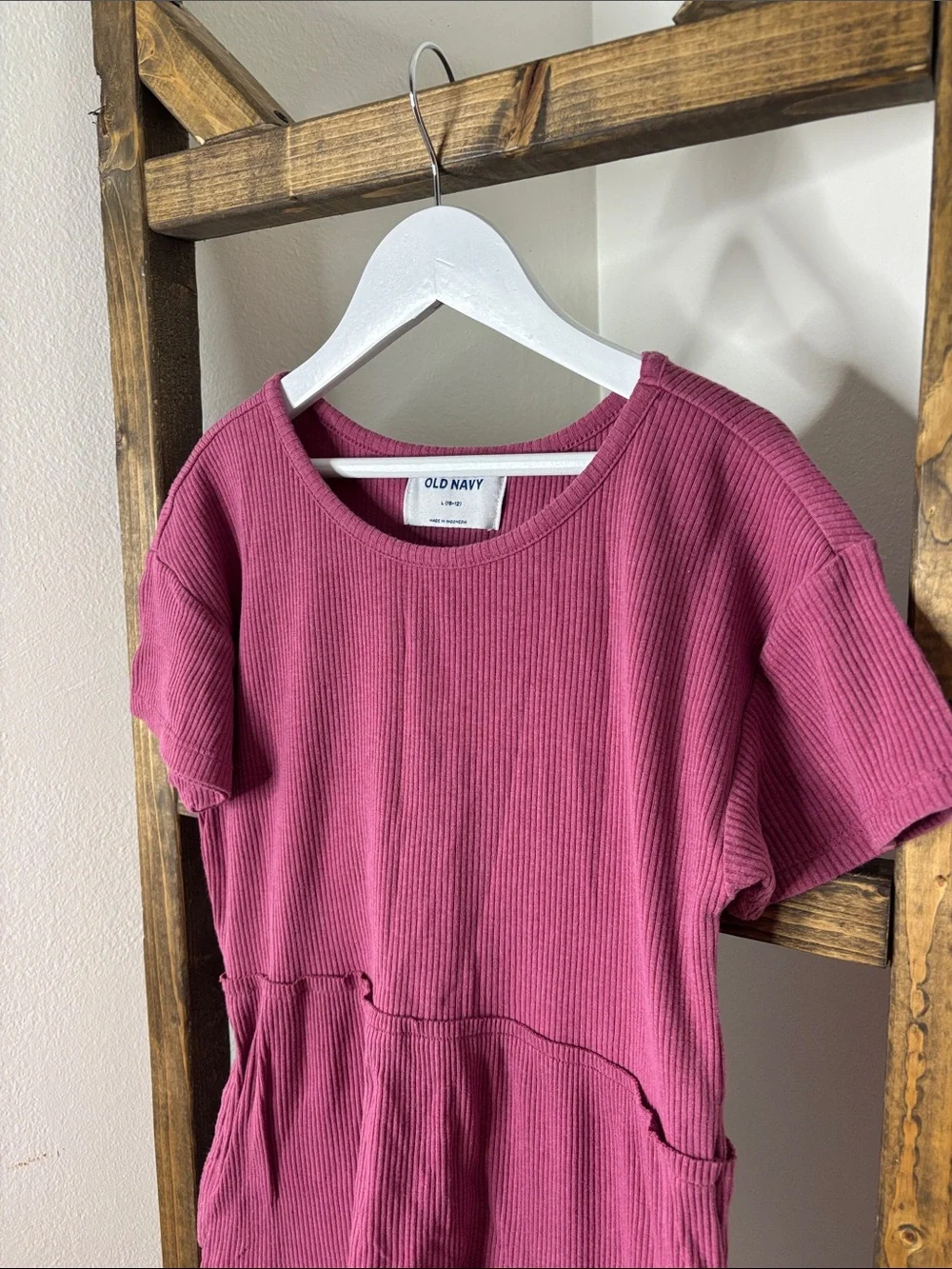 Old Navy Girls' Rose-Pink Tiered Knit Dress Size L
